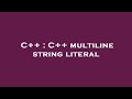 C++ : C++ multiline string literal