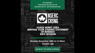 NSERC USRA Student Statement of Interest