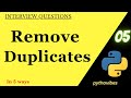 Remove Duplicates in List|#python #coding #interview #question|Duplicates in #array @pythonvibes_