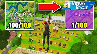 I Got 100 Fans to Compete by ONLY Landing at RISKY REELS! (Last ALIVE Wins!)