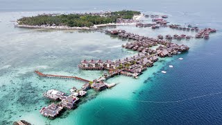 Drone View - Mabul island where is base for diving at Sipadan / Scuba Junkie Mabul Beach Resort