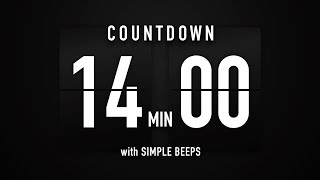 14 Minute Countdown Timer 🕙 Flip Clock with Simple Beeps 🔊🖤