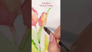 Watercolor tulips easy 水彩鬱金香