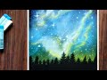 How to draw Easy & Beautiful Aurora Night for beginners - Soft Pastel Drawing - Galaxy Painting