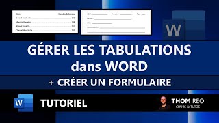 Utiliser les TABULATIONS dans WORD + Créer un formulaire (Formation Office 365)