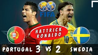 PORTUGAL 3 - SWEDIA 2 || KUALIFIKASI PIALA DUNIA 2014 - Hattrick Ronaldo, Swedia Gagal ke Brazil
