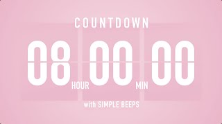 8 Hour Countdown Timer 🌸 Flip Clock with Simple Beeps 🔔
