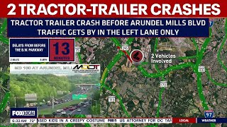 2 tractor‑trailer crashes cause major delays in Maryland
