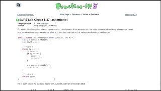Java Practice It || 5.27 assertions1 || assertions, method with return, if statement, while loop