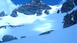 Glissade down Hourglass Couloir