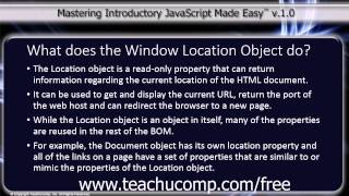 JavaScript Training Tutorial What Does the Window Location Object Do?
