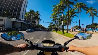 Riding Mopeds Around Waikiki, Oahu Hawaii