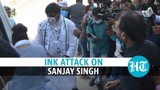 Watch: Ink thrown at AAP MP Sanjay Singh after he met Hathras victim’s family