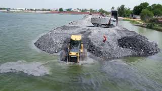 Ep638​,The Best Big​​ Bulldozer Santui Turn on the water​​ ​With SHACMAN DumpTruck Land Throw stones