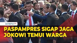 Paspampres Sigap Jaga Presiden Jokowi Saat Temui Warga di Luar Istana Negara