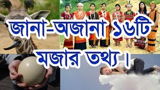 জানা অজানা ১৬টি মজার তথ্য, জীবন সমস্যার সমাধান, জ্ঞান অর্জন। Bangla Knowledge video