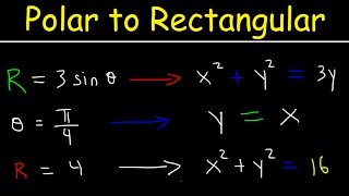 Polar Equations to Rectangular Equations, Precalculus, Examples and Practice Problems