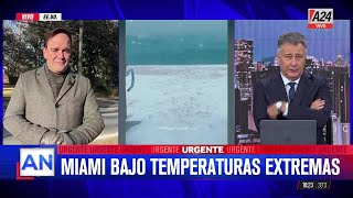 🔴MIAMI BAJO TEMPERATURAS EXTREMAS: NEVADAS, RUTAS CONGELADAS Y AEROPUERTOS CERRADOS