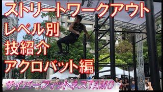 レベル別技紹介【ストリートワークアウトアクロバット編・サイバーフィットネスTAMO】