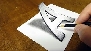 Very Easy Drawing 3D Letter A - Trick Art on Paper with Pencil - By Vamos