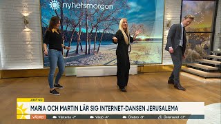 Skrattfest när Maria och Martin lär sig virala dansen Jerusalema - Nyhetsmorgon (TV4)