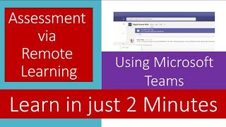 Microsoft Teams- Assessment via Remote Learning | Remote Learning