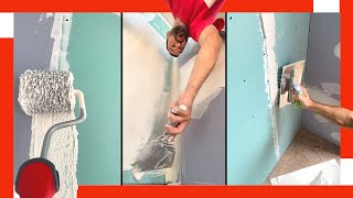 🔥 2 DRYWALL Joint Taping Techniques: With FLOORS and SPATULA ✅ With ROLLS and SPATULA