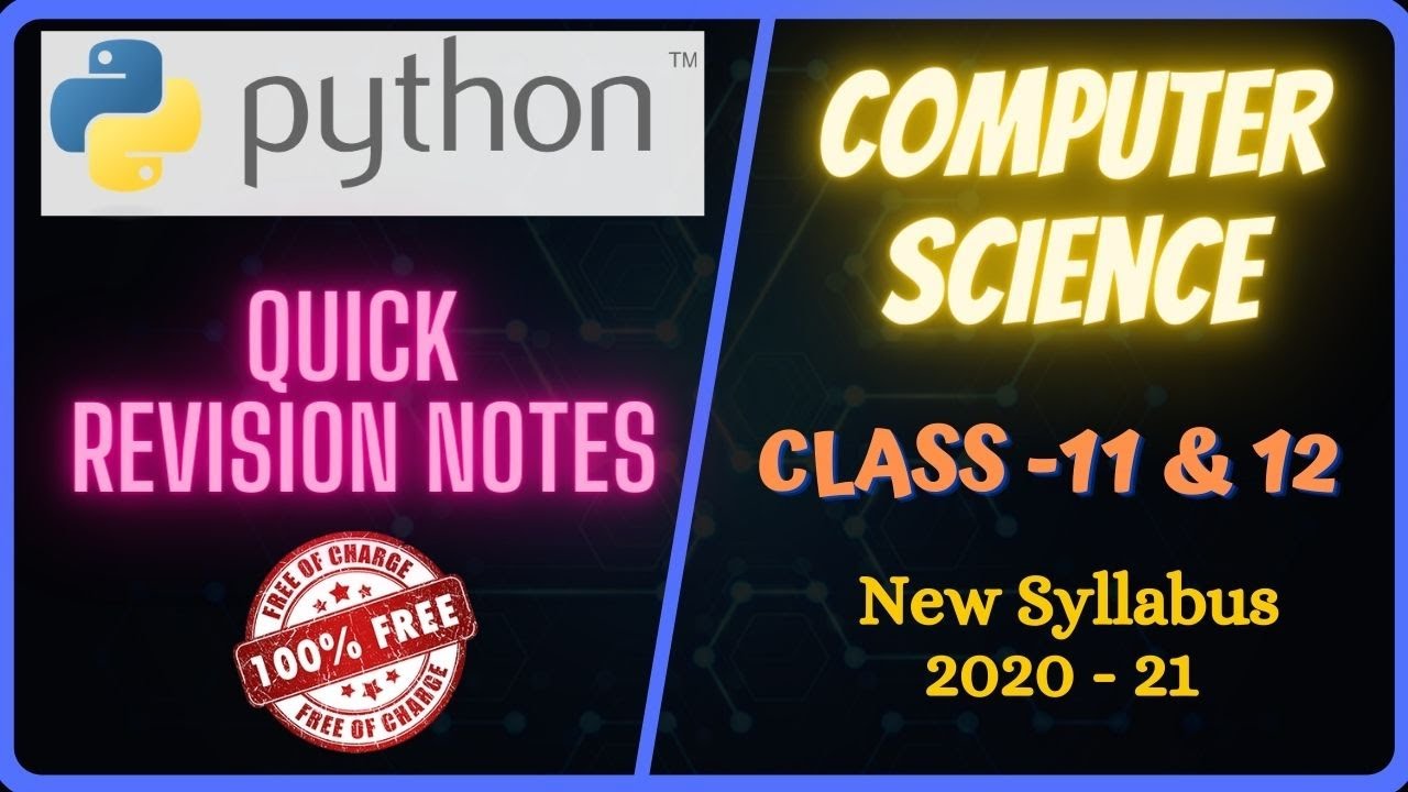 [PDF] Python Notes For Beginners | Class 11 And Class 12 Quick Revision ...