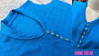 HOW TO MAKE SHAWL COLLAR with loop and fancy button💃 sewing for beginners projects