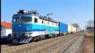 HŽ tertni vlak u Sesvetskom Kraljevcu, lokomotiva ASEA 1141 207. Container train in Croatia 2021.