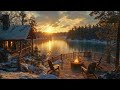 crackling fire u0026 nature sounds cozy forest lakeside porch winter morning for relax study focus