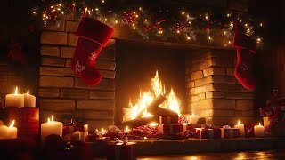 Christmas Fireplace 🔥 Crackling Fire Glow with Burning Logs for a Warm Holiday Atmosphere