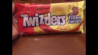 Let's try Twizzlers filled twists Sweet Sour Cherry Kick Citrus Punch Low Fat Snack