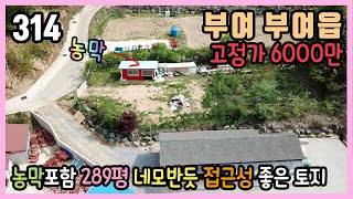 (가격인하) / 부여군 부여읍 송곡리 / 농막포함 289평 계획관리 토지 / 네모반듯 넓은 도로에 접하고 접근성 좋음 / 공기좋고 한적하고 조용한 곳 / 주말농장 농막 전원주택