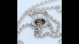 BVLGARI B.Zero1 18ct White Gold Two Row Diamond Set Pendant Necklace