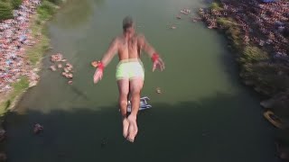 Insane 22 metre dive off bridge in Kosovo