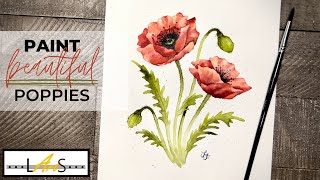 How to Paint a Beautiful Poppy with Watercolors! Poppy Flower! Poppy Red Flower! Poppy!