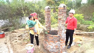 TIMELAPSE: Single Mother Living Off The Grid and Built Deep Hole Water Well - Kind Man Help Girl