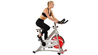 Sunny Health & Fitness Pro Indoor Cycling Bike with 40 LB Chromed Flywheel, Dual Felt Pad Resistance
