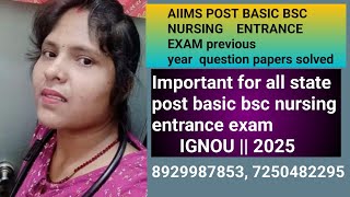 Post Basic Bsc Nursing Entrance Exam Previous Year Question Papers