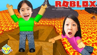 DON'T TOUCH THE FLOOR!! Roblox Floor is Lava with Ryan & Mommy