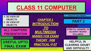 INTRODUCTION TO MULTIMEDIA PART 2 COMPUTER CLASS 11 GUJARAT BOARD ENGLISH MEDIUM || GSEB STD 11 CH 1