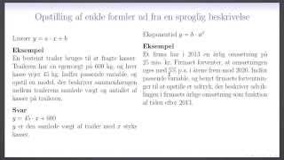 Opstilling af formler ud fra en sproglig beskrivelse