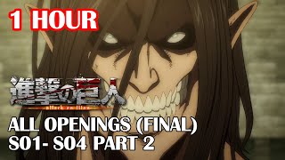 [2022] 1 HOUR Shingeki no Kyojin All Openings (1-7) | S1 - S04 Part 2 Final Season