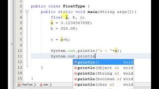 Float type variable example in java program