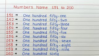 Write number names 151 to 200 in words II 151 to 200 number names II write spelling 151 to 200