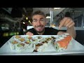 crazy all you can eat sushi challenge competitive eater vs sushi buffet hundreds of sushi