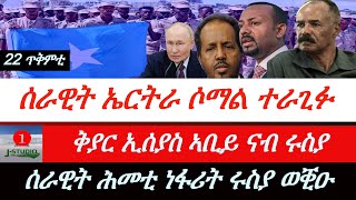 Jstudio ~| ሰራዊት ኤርትራ ሶማል ተራጊፉ። ቅያር ኢሰያስ ኣቢይ ናብ ሩስያ። ሰራዊት ሕመቲ ነፋሪት ሩስያ ወቒዑ።