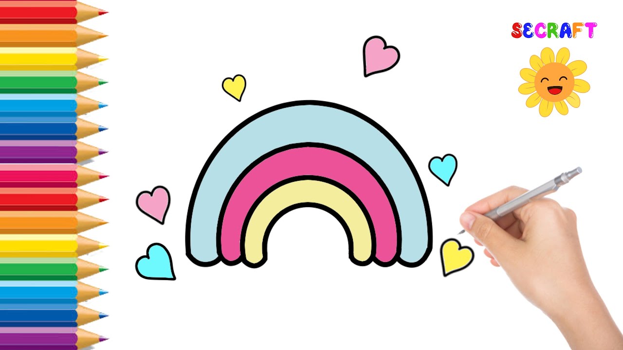 How To Draw Cute Rainbow Easy Tutorial For Kids Youtube