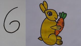 تحويل العدد ستة الى ارنب / رسم ارنب بطريقة سهلة / Draw a rabbit in an easy way
